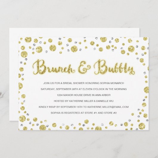 Brunch & Bubble | Vrijgezellenfeest Uitnodiging (Voorkant / Achterkant)