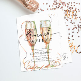 Brunch & Bubble Vrijgezellenfeest Uitnodiging Briefkaart