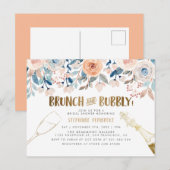 Brunch & Bubble | Vrijgezellenfeest voor goud en W Uitnodiging Briefkaart (Voorkant / Achterkant)