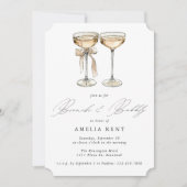 Brunch & Bubble Waterverf Champagne Vrijgezellenfe Kaart (Voorkant)