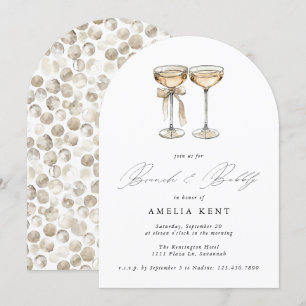 Brunch & Bubble Waterverf Champagne Vrijgezellenfe Kaart