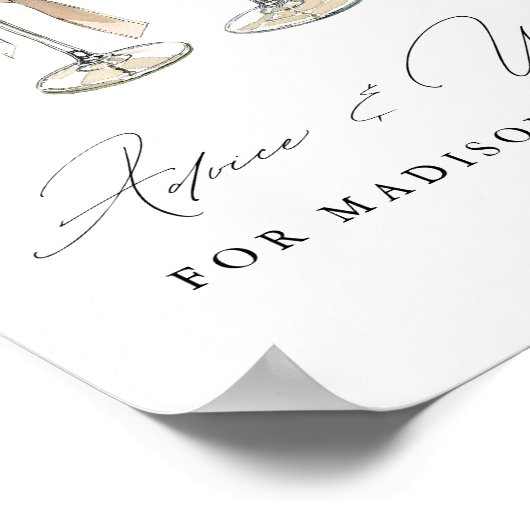 Brunch & Bubble Waterverf Champagne Vrijgezellenfe Poster (Hoek)