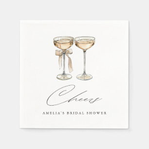 Brunch & Bubble Waterverf Champagne Vrijgezellenfe Servet