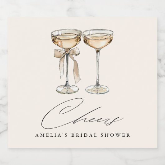 Brunch & Bubble Waterverf Champagne Vrijgezellenfe Sparkling Wijnetiket (Enkel label)