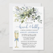 Brunch Bubble Waterverf Greenery Dusty Blue Glass Kaart (Voorkant)