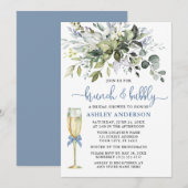 Brunch Bubble Waterverf Greenery Dusty Blue Glass Kaart (Voorkant / Achterkant)