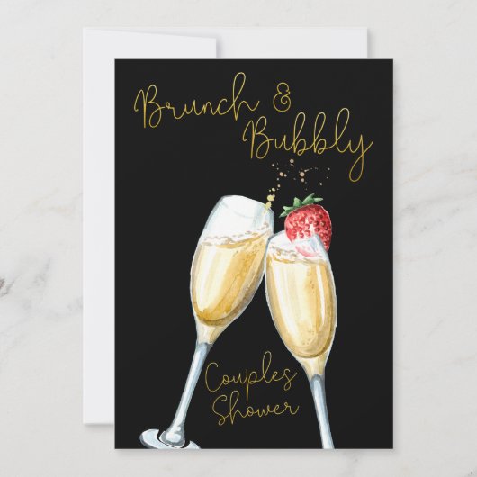 Brunch Bubbly Aardbei Champagne Couples Douche Kaart (Voorkant)