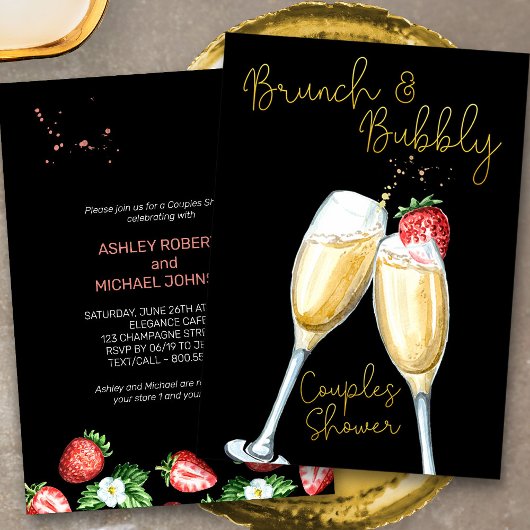 Brunch Bubbly Aardbei Champagne Couples Douche Kaart