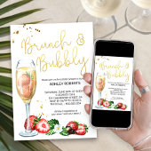 Brunch Bubbly Aardbeien Champagne Vrijgezellenfees Kaart