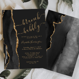 Brunch & Bubbly Black Gold Agate Bruiloftsborrel Kaart