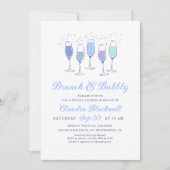 Brunch & Bubbly Blauw Vrijgezellenfeest Kaart (Voorkant)