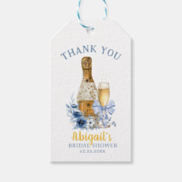 BRUNCH & BUBBLY Blauwe Bloemige Bruidsbruiloft  Cadeaulabel