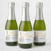 BRUNCH & BUBBLY Blauwe Bloemige Bruidsfeest Sparkling Wijnetiket (Flessen)