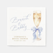Brunch & Bubbly Blauwe Strik Bruidsdiner Servet (Voorkant)