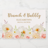 Brunch & Bubbly Bloemale Bruidsfeest Sparkling Wijnetiket (Enkel label)
