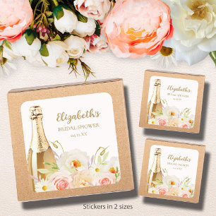 Brunch & Bubbly Bloemale Bruidsfeest Vierkante Sticker