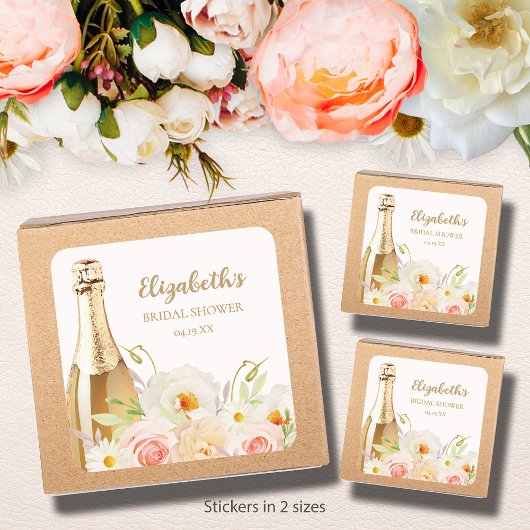 Brunch & Bubbly Bloemale Bruidsfeest Vierkante Sticker