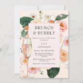 Brunch & Bubbly Bloemen Vrijgezellenfeest Kaart (Voorkant)