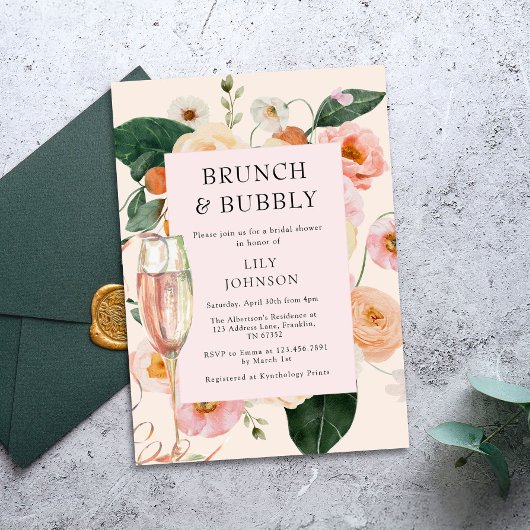 Brunch & Bubbly Bloemen Vrijgezellenfeest Kaart