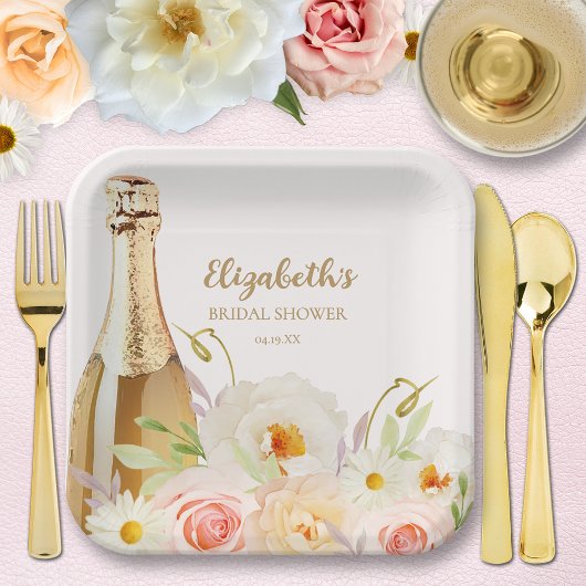 Brunch & Bubbly Bloemen Vrijgezellenfeest Papieren Bordje