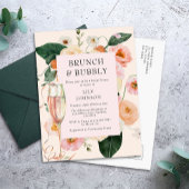 Brunch & Bubbly Bloemen Vrijgezellenfeest Uitnodiging Briefkaart