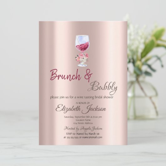 Brunch & Bubbly Bloemenglas Drips Kaart (Staand voorkant)