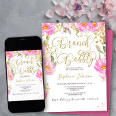 Brunch & Bubbly Bloemenroze en gouden Vrijgezellen Kaart