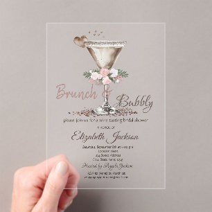 Brunch & Bubbly Bloemige Martini Bruidsdiner Acryl Uitnodigingen