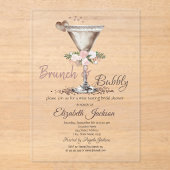 Brunch & Bubbly Bloemige Martini Bruidsdiner Acryl Uitnodigingen (Voorkant)