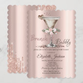 Brunch & Bubbly Bloemige Martini Bruidsdiner Kaart (Voorkant / Achterkant)