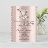 Brunch & Bubbly Bloemige Martini Bruidsdiner Kaart (Staand voorkant)