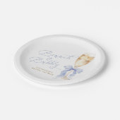 Brunch & Bubbly Blue Bow Bridal Shower Papieren Bordje (Gekanteld)