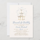 Brunch Bubbly Blue Bruids Douche Uitnodiging (Voorkant)
