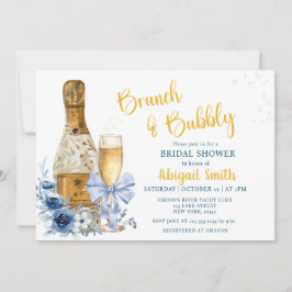 BRUNCH & BUBBLY Blue Floral Vrijgezellenfeest Kaart
