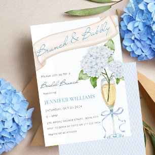 Brunch & Bubbly Blue Hydrangea Vrijgezellenfeest Kaart