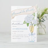 Brunch & Bubbly Blue Hydrangea Vrijgezellenfeest Kaart (Staand voorkant)