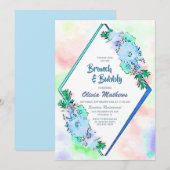Brunch & Bubbly Blue Waterverf Bloemen Kaart (Voorkant / Achterkant)