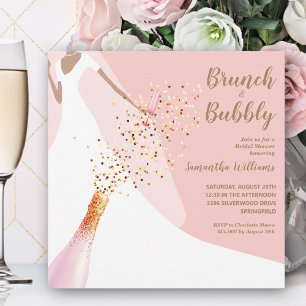 Brunch Bubbly Blush Roze Vrijgezellenfeest Kaart