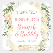 Brunch & Bubbly Boho Bruiloft Feest Verwelkoming Vierkante Sticker (Voorkant)