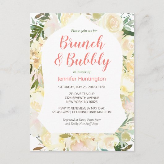 Brunch & Bubbly Boho Bruiloft Uitnodiging (Voorkant)