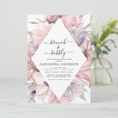 Brunch & Bubbly Boho Paarse Vrijgezellenfeest Invi Kaart (Staand voorkant)