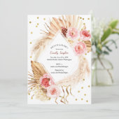 Brunch & Bubbly Boho Pampas Blush Roze Bloemen Kaart (Staand voorkant)