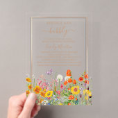 Brunch & Bubbly Boho Wilde Bloemen Bruidsfeest Acryl Uitnodigingen (Insitu (Draagbaar))