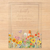 Brunch & Bubbly Boho Wilde Bloemen Bruidsfeest Acryl Uitnodigingen (Voorkant)
