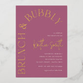 Brunch & Bubbly Bold Bloemboog Vrijgezellenfeest Folie Uitnodiging (Voorkant)