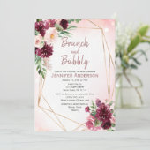 Brunch & Bubbly Bourgondië Roos Vrijgezellenfeest Kaart (Staand voorkant)