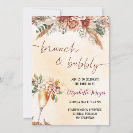🍾 Brunch & Bubbly Bridal Shower Invitation 🌸 Kaart