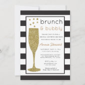 Brunch & Bubbly Bruids Douche Uitnodiging Glitter (Voorkant)