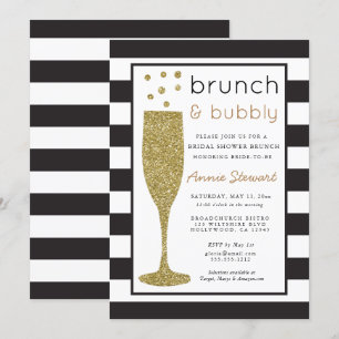 Brunch & Bubbly Bruids Douche Uitnodiging Glitter
