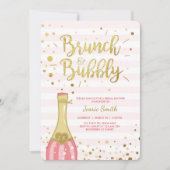 Brunch & Bubbly Bruids douche uitnodiging Pink Gol (Voorkant)